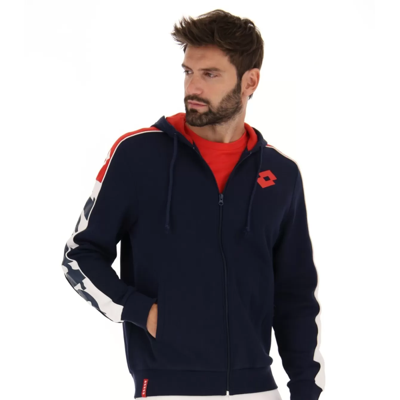 Man Lotto Athletica Lg Sweat Fz Hd Fl